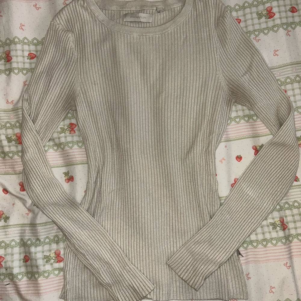 Urban Outfitters Ribbed Top in Taupe
